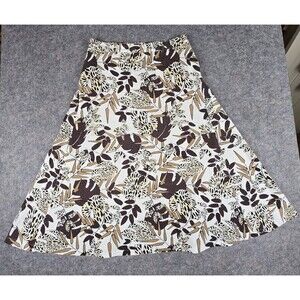 🌿Foliage Print  Linen Blend Circle Skirt by Alice Collins – UK 14 (US 10)